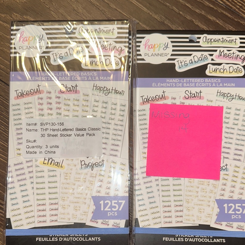 Happy Planner Hand-Lettered Basics Sticker Pack - Multicolor